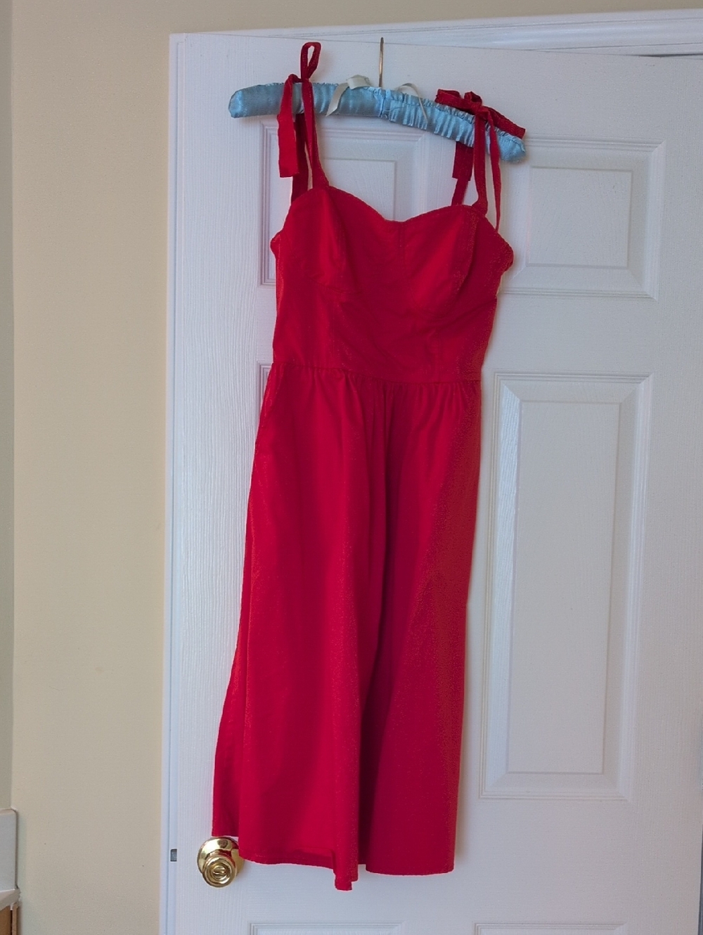 LC Lauren Conrad Red Cinched-Waist Linen Sun Dress